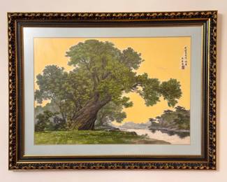 Original Korean Silk Embroidery Framed Art “Summer of Seokdamgugok (Nine Bends of Seokdam)” by Choe Munchil (27” x 36”)