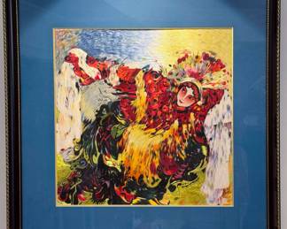  “The Drunken Beauty” Chinese Suzho Silk Embroidery Framed Art (30” x 30”)