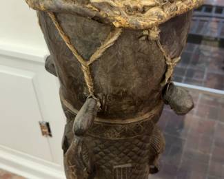 Large West African Floor-Standing Carved Drum (Oversized, 53”)