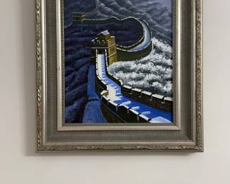 Original Painting of The Great Wall of China Landscape - Professionally Framed (19.5” x 22.5”)
