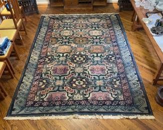 Gabboth Collection 100% Olefin 8’ x 11’ Oriental Rug Made in Egypt - Traditional Teal & Mauve Patterned Area Rug with Fringe