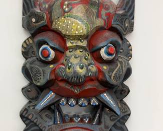 13” Chinese Demon Theatrical Mask, Late 20th Century