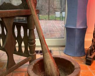 Large Rustic Solid Wood Mortar and Pestle
