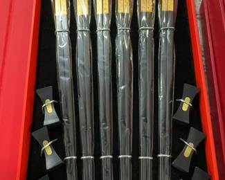 6-Pair Black & Gold Chopstick Gift Set with Rests