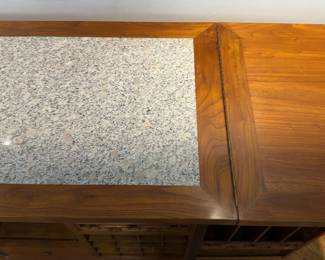 One of a kind- Custom Handmade “Prosperity & Longevity” Chinese Mid-Century Modern Chinoiserie Dresser by Michael Taylor for Baker Furniture - Expandable Solid Wood Bar Cabinet with Wine Storage - 19” deep x 49” tall x 35” (closed) / 70” (open) wide