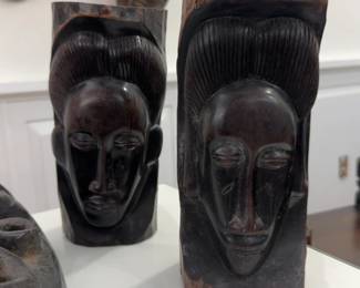 9” West African (Baule) hand-carved African ebony wood head sculptures (priced individually - two available)