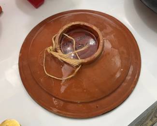 13” Hand-Painted Moroccan Ceramic Decorative Plate - Teal, Cream & Red Patterns