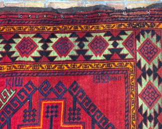 Mid-Century Hand-Knotted Afghan Tribal Rug with Woven Date (1959) - 6’ x 12’