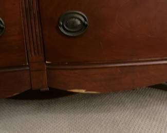 Traditional Mahogany Serpentine 6-Drawer Dresser (56” x 19” x 33”)