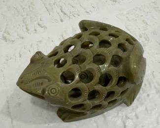 Hand Carved Soapstone Jali Animal Figurines (Elephant, Frog, Turtle) - Price Per Item