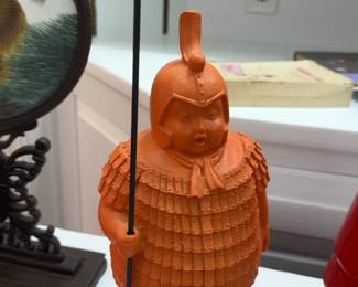 13” Orange Terracotta Chinese Warrior Baby Figurine