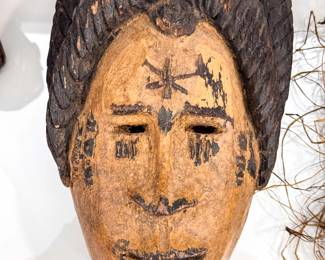 Dan Carved Ceremonial West African Wood Mask (11”) with Painted Facial Markings, Côte d’Ivoire, Mid-20th Century
