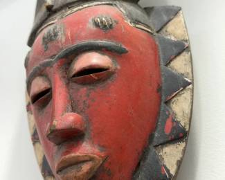 Côte d'Ivoire / West African Hand-Carved 22” Ritual Mask with Sculptural Headdress, Mid-20th Century