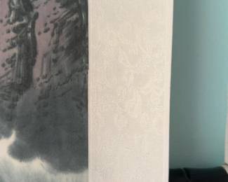 ‘Winter’ (16” x 65”) Original Asian Landscape Silk Scroll Painting with Mountains and Pine Trees