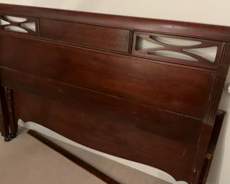 Traditional Mahogany Headboard with X-Pattern Cutout (needs repair)- 56” wide