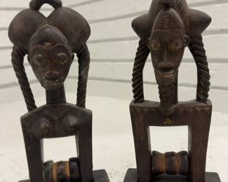 Hand-Carved African Baule Style Wooden Heddle Pulleys - Sold Individually