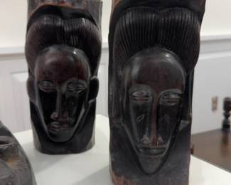 9” West African (Baule) hand-carved African ebony wood head sculptures (priced individually - two available)
