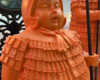 9” Orange Terracotta Chinese Warrior Baby Figurine