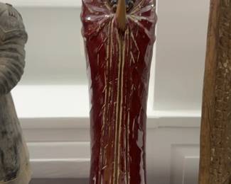 21” Standing Monk Figurine in Red Robes with Prayer Beads