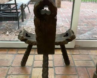 29” Mali–Burkina Faso West African Hand-Carved Ceremonial Spine Chief’s Chair, Mid-20th Century