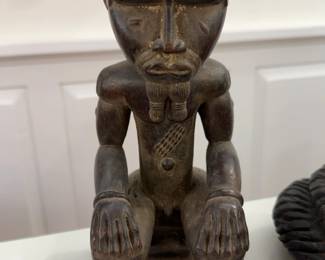 11” Hand-Carved Wooden West African Tribal Figure Statue from the Ivory Coast region (Baule style influence)