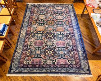 Gabboth Collection 100% Olefin 8’ x 11’ Oriental Rug Made in Egypt - Traditional Teal & Mauve Patterned Area Rug with Fringe