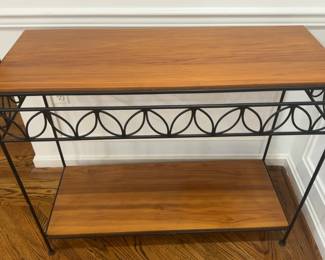 (Solid Teak w Wrought Iron) Custom One-of-a-kind Matching Console Table with Lower Shelf (39” x 16” x 32”) from Côte d'Ivoire SODEFOR Plantation, Mid-Late 20th Century