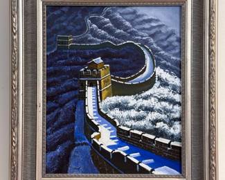Original Painting of The Great Wall of China Landscape - Professionally Framed (19.5” x 22.5”)