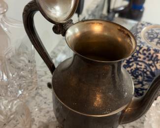 Vintage Silver Plated Teapot with Ornate Finial and Handle