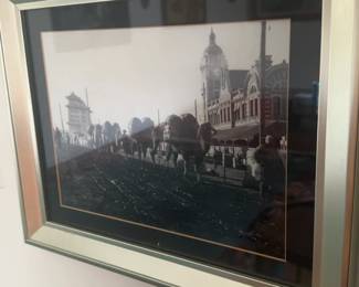 Framed Black-and-White Photograph – Historic Asian Street Scene (16” x 13”)