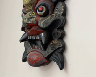 13” Chinese Demon Theatrical Mask, Late 20th Century
