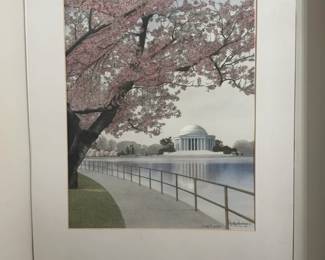 Framed Jefferson Memorial Cherry Blossoms Print by Paul McGehee (20” x 16”)
