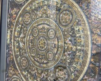 26” x 33” Framed Tibetan Buddhist Mandala Thangka, Hand-Finished, 20th Century