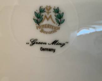 Mitterteich Porcelain Dessert Plates with Green Floral Pattern and Gold Trim from Bavaria, Germany (sold individually - 12 available)