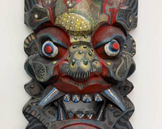 13” Chinese Demon Theatrical Mask, Late 20th Century