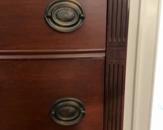 Vintage Mahogany Style 4-Drawer Tallboy Dresser on Casters (34” x 19” x 48”)