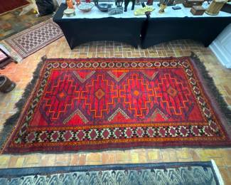 Mid-Century Hand-Knotted Afghan Tribal Rug with Woven Date (1959) - 6’ x 12’