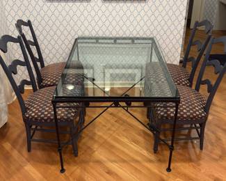 Glass top dining room table & chairs