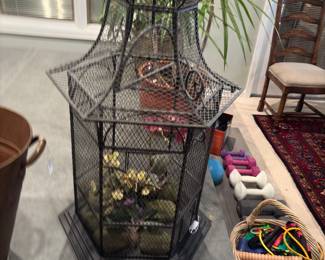 Metal wire birdcage terrarium
