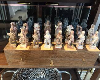 Stone chess set with board and box
