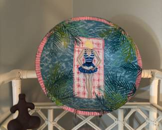 BRM hand-painted wood curved bowl