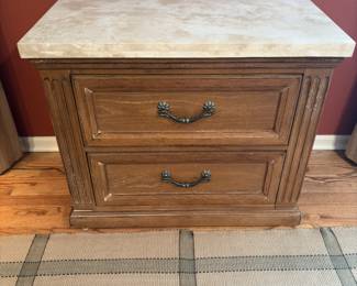 Drexel two drawer chest with marble top