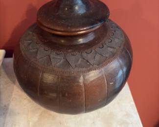 Lidded terra-cotta pot