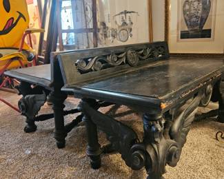 French Gothic benches 19th century