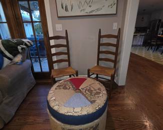 Shaker style chairs & Custom Patchwork Ottoman