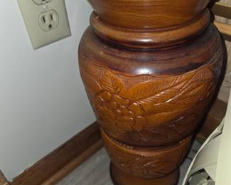Hand carved wooden vase