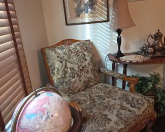 Carved chair & ottoman