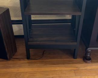 Modern Farmhouse Black & Wood 3-Tier Shelf Side Table 16 x 12 x 24