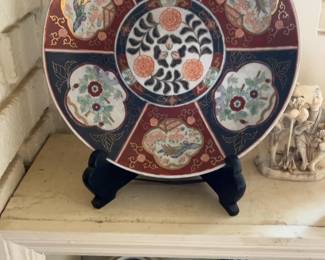 Vintage Japanese Imari Style Porcelain Plate with Floral & Bird Design