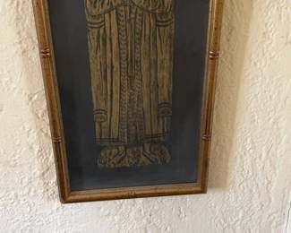 Vintage Brass Rubbing Replica Etch - Praying Medieval Man